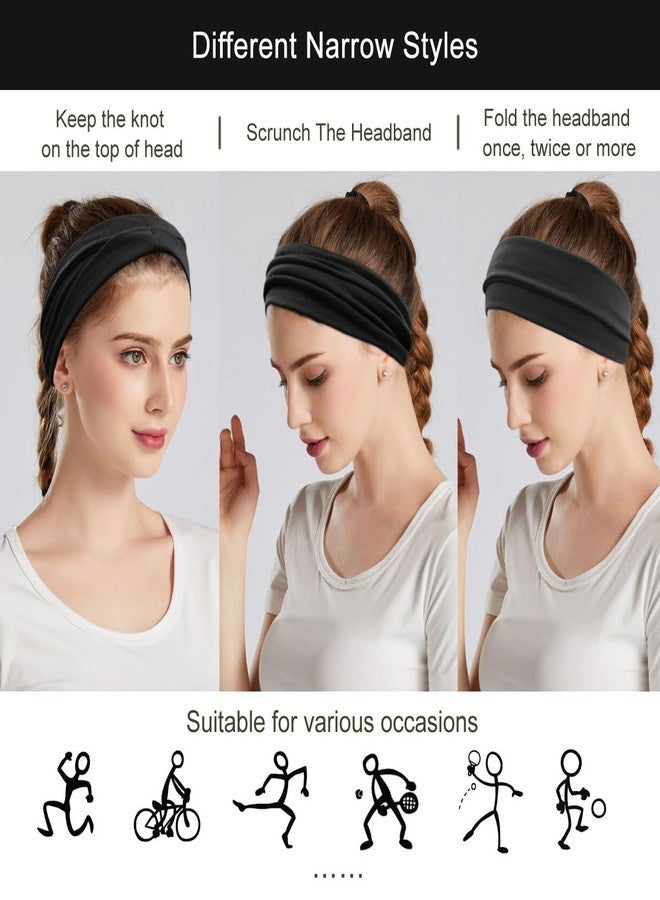 YONUF Fashion Headbands For Women Wide Headband Yoga Workout Head Bands Hair Accessories Black Band 6 Pack - Image 4